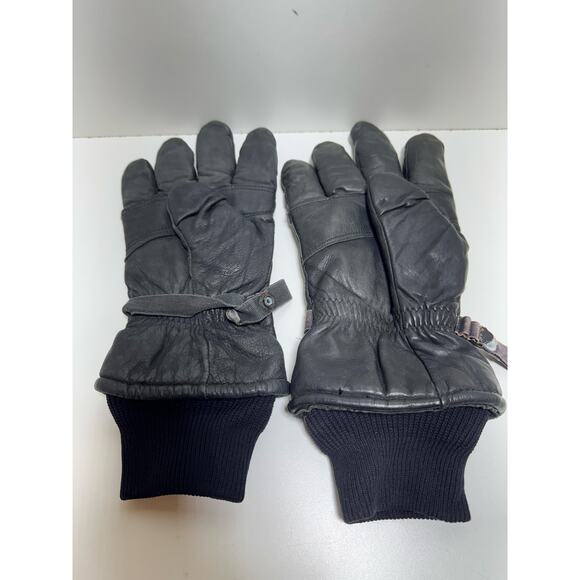 US Military Black Leather Intermediate Cold Wet Gloves With Cuff XL VGC - Picture 1 of 4